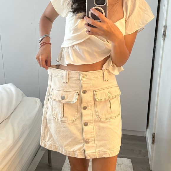 NWT RE/DONE Cream Denim Skirt Size 26 - Picture 2 of 5